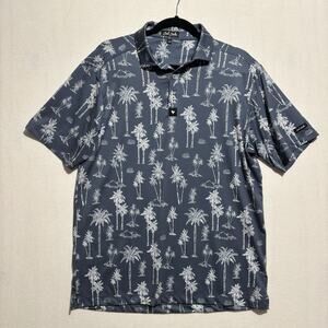 Bad Birdie Performance Golf Polo Shirt Men’s Large Activewear Palm Tree AOP
